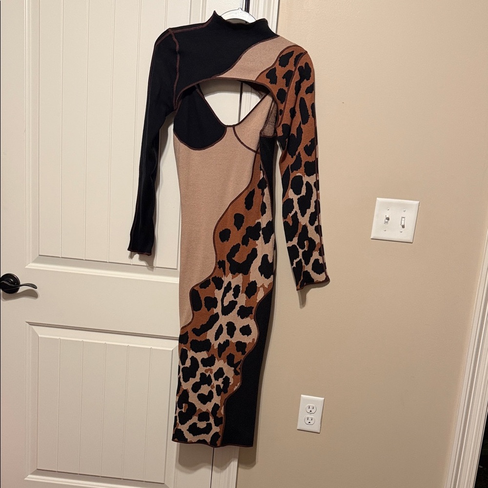 Elegant Animal Print Midi Dress